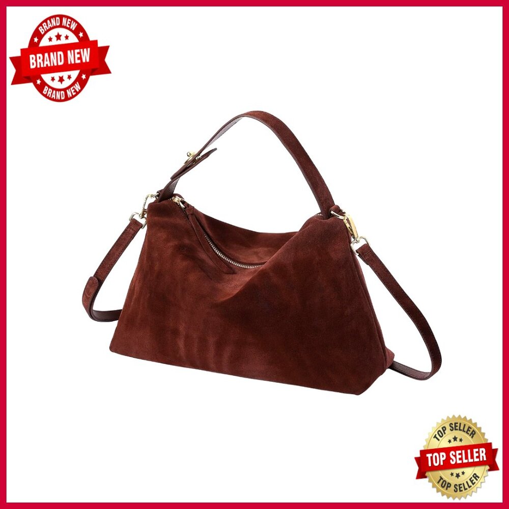 Premium Suede Leather Hobo Bag Crossbody Tote Adjustable Strap